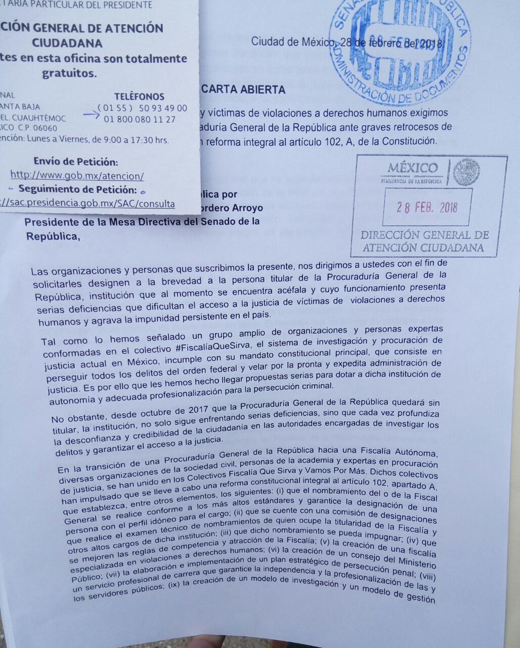 Fotografía de acuse de recibo